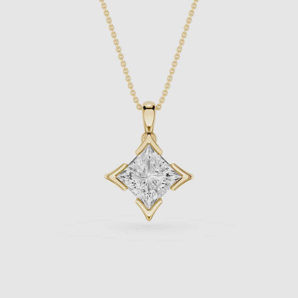 Princess Cut Lab Grown Diamond Solitaire Pendant