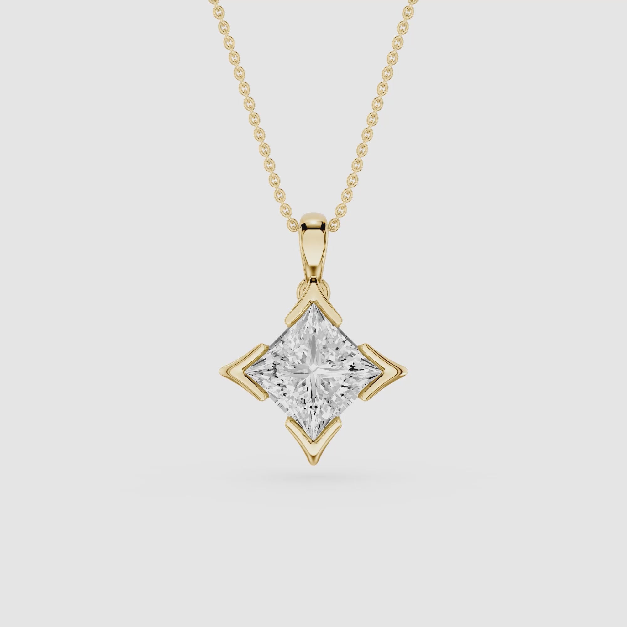 Princess Cut Lab Grown Diamond Solitaire Pendant
