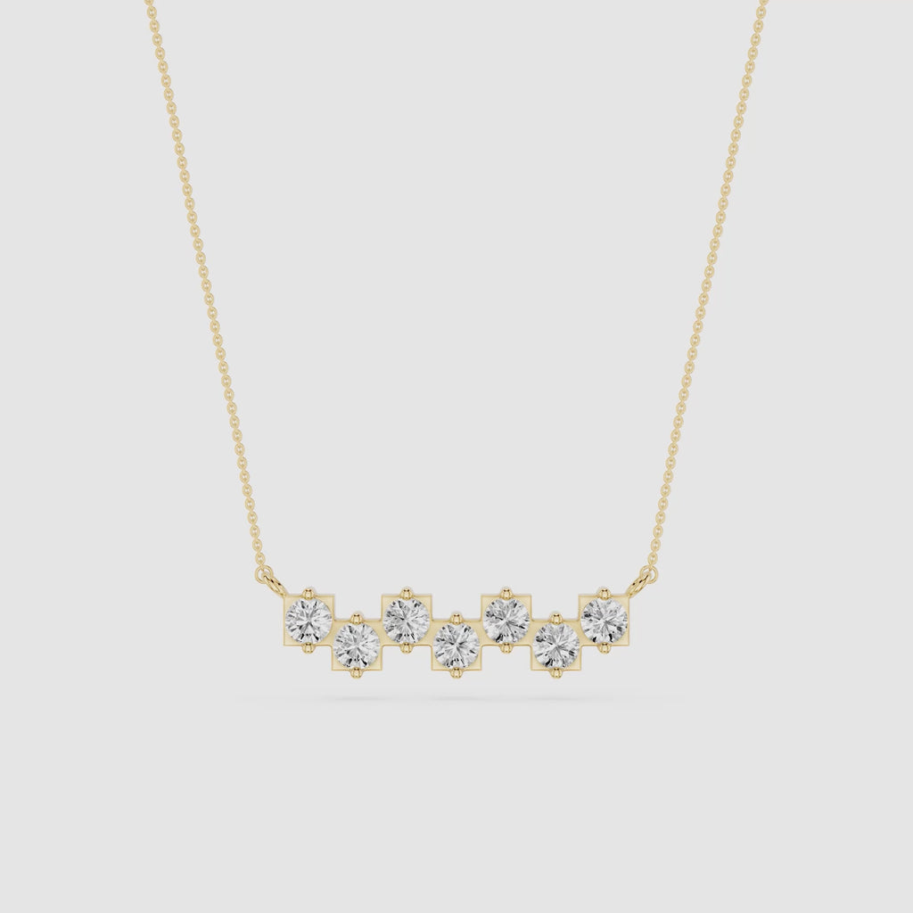 Round Lab Grown Diamond Bar Necklace for Women
