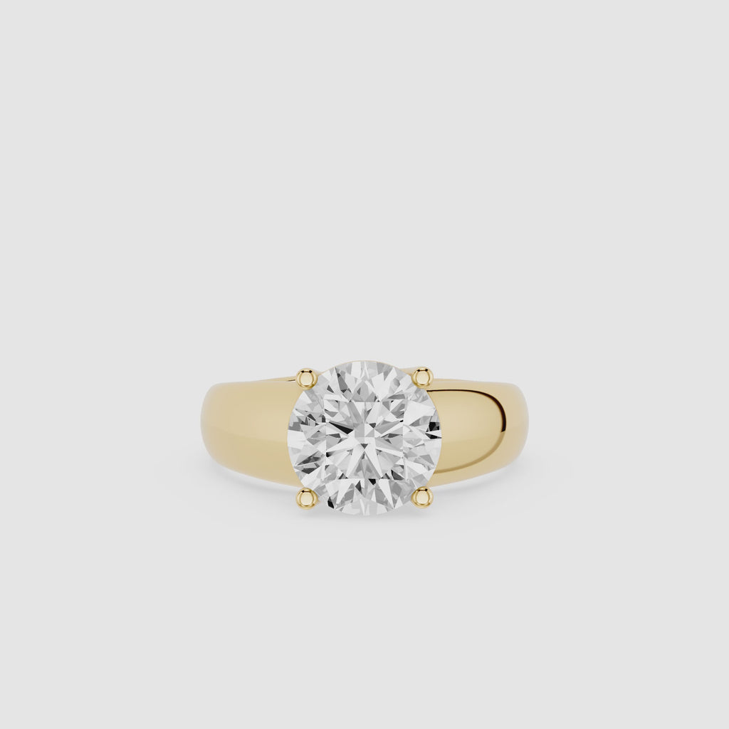 Round Solitaire Lab Grown Diamond Wide Band Ring