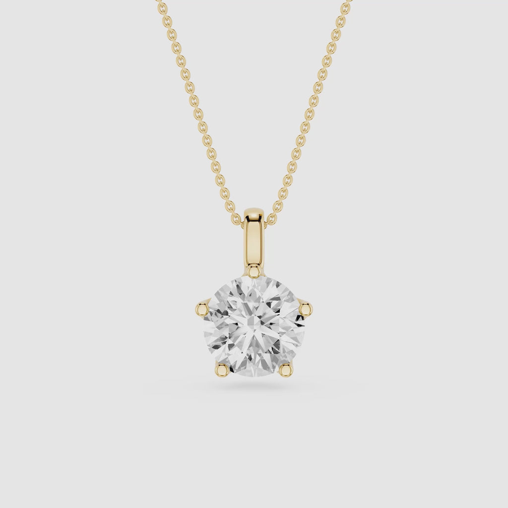 Round Cut Lab Grown Diamond Solitaire Pendant Necklace