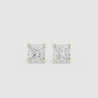 Princess Cut Lab Diamond Four Corner Stud Earrings