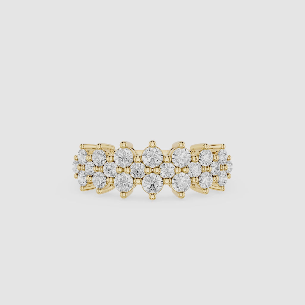 Round Cut Lab Grown Diamond Cluster Wedding Band