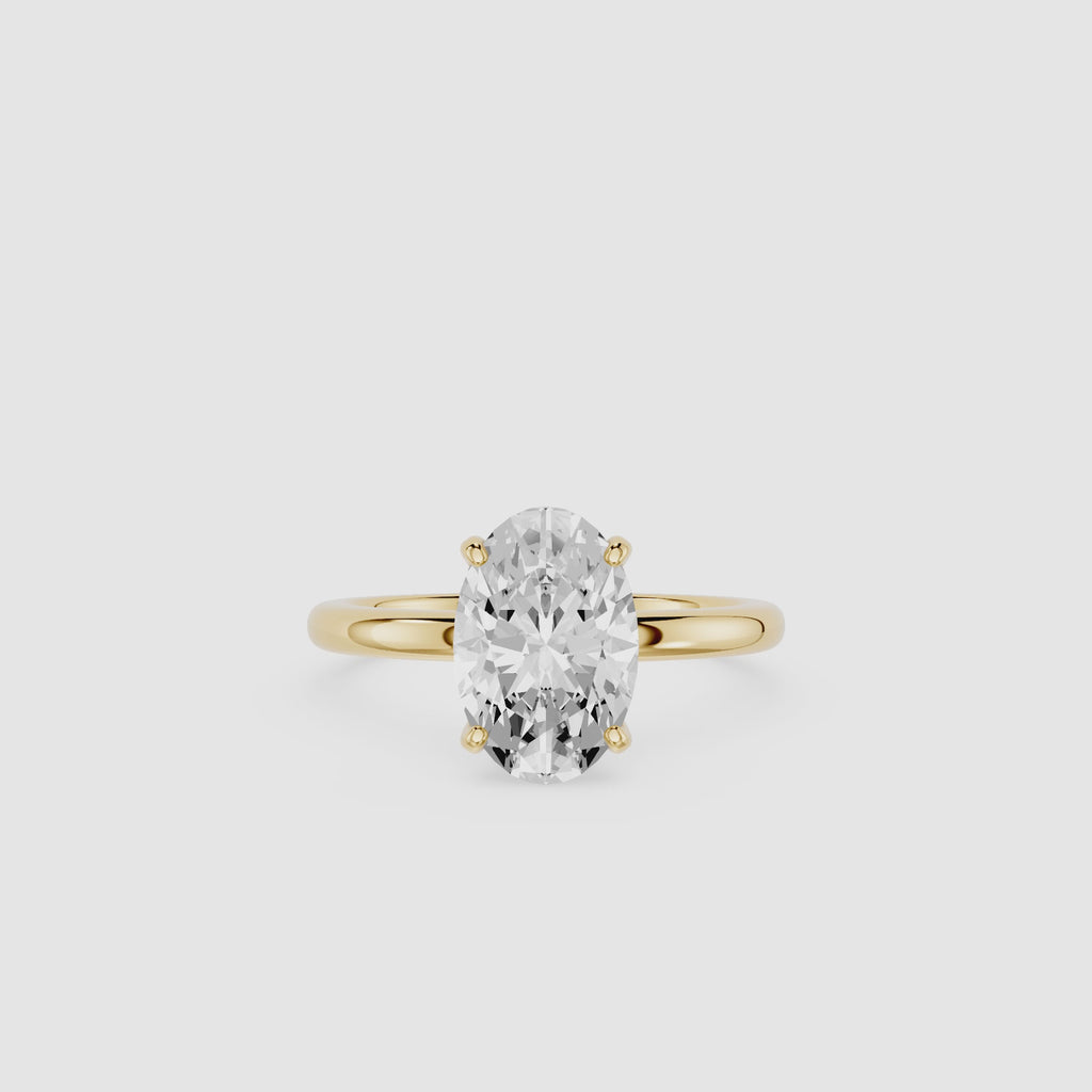Oval Cut Lab Grown Diamond Cathedral Engagement Ring