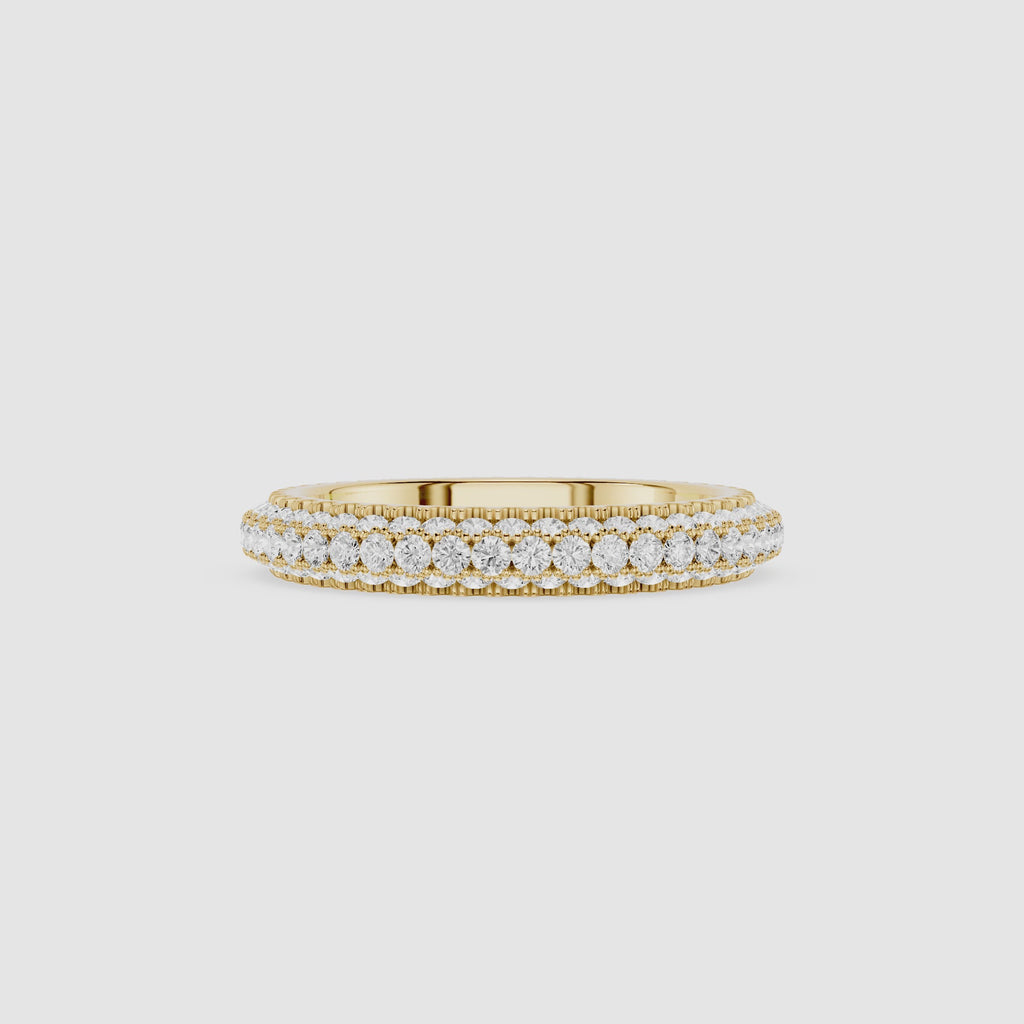 Double Row Round Diamond Wedding Band