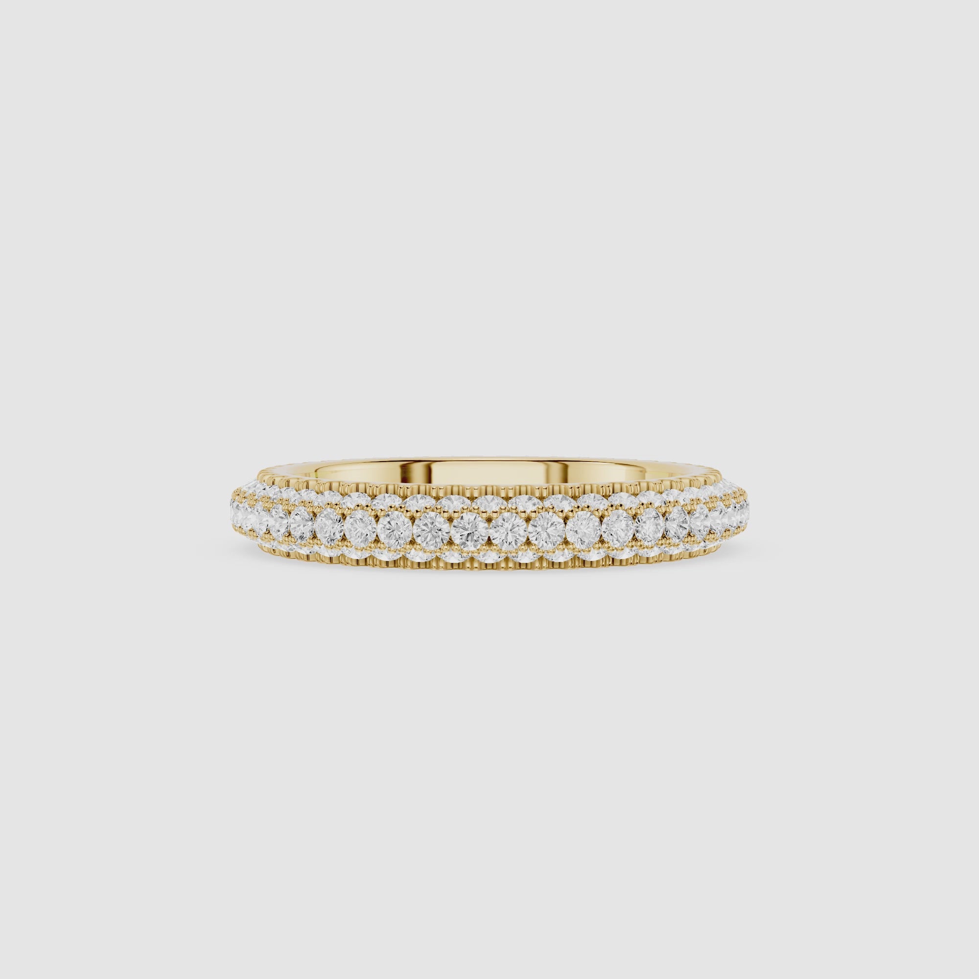 Double Row Round Diamond Wedding Band