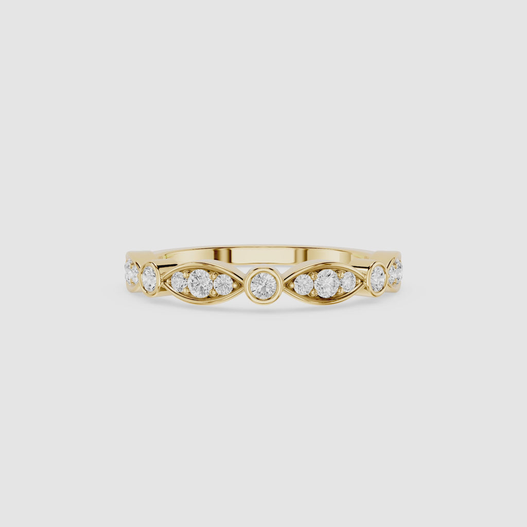 Round Cut Lab Grown Diamond Marquise Wedding Band