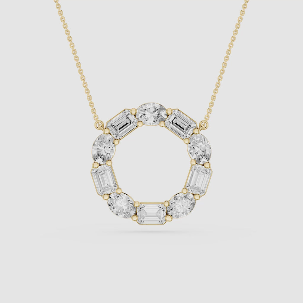 Mixed Shape Lab Grown Diamond Circle Pendant