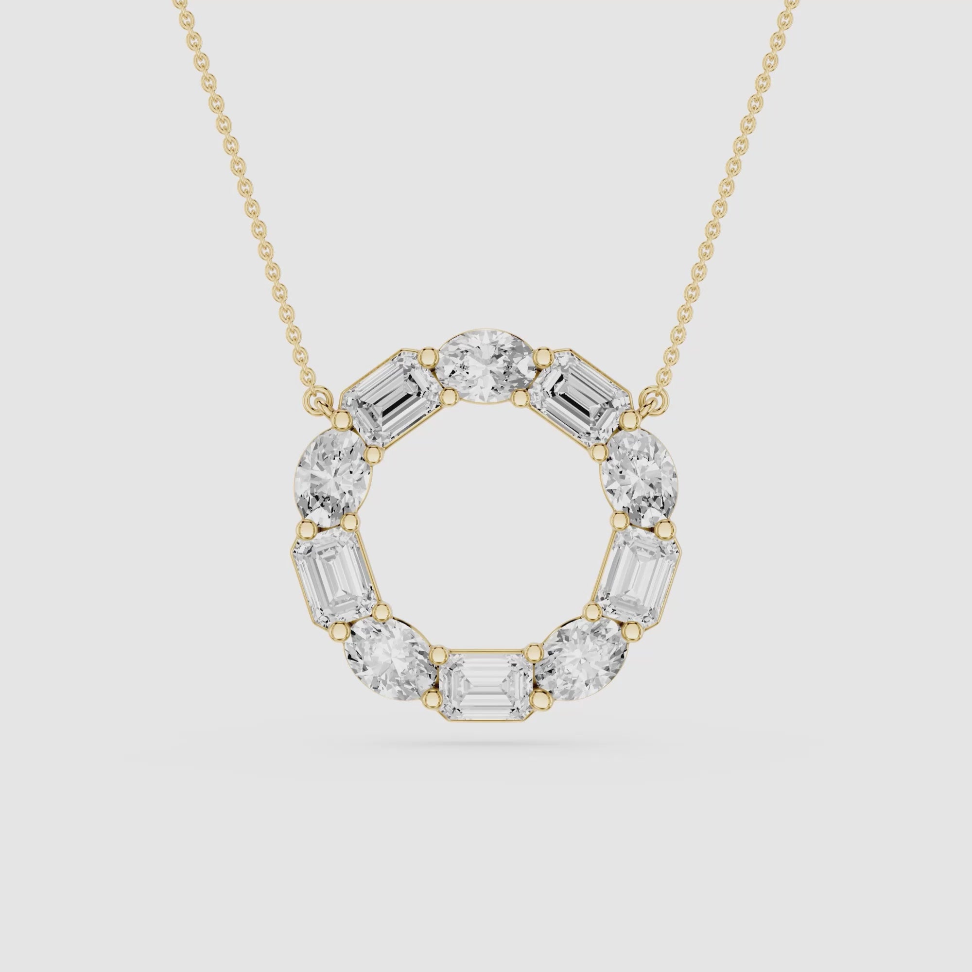 Mixed Shape Lab Grown Diamond Circle Pendant