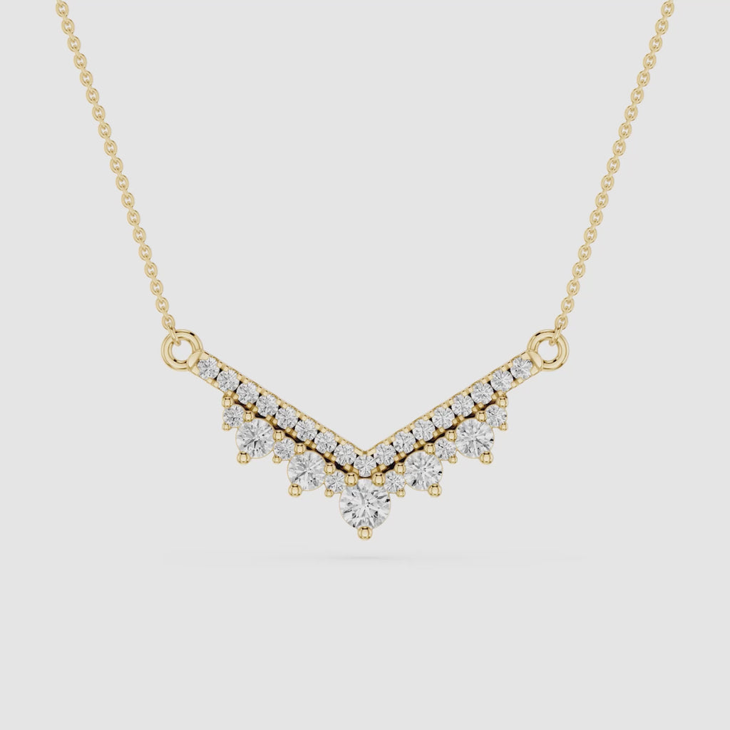 Lab Grown Diamond Round V Shape Necklace
