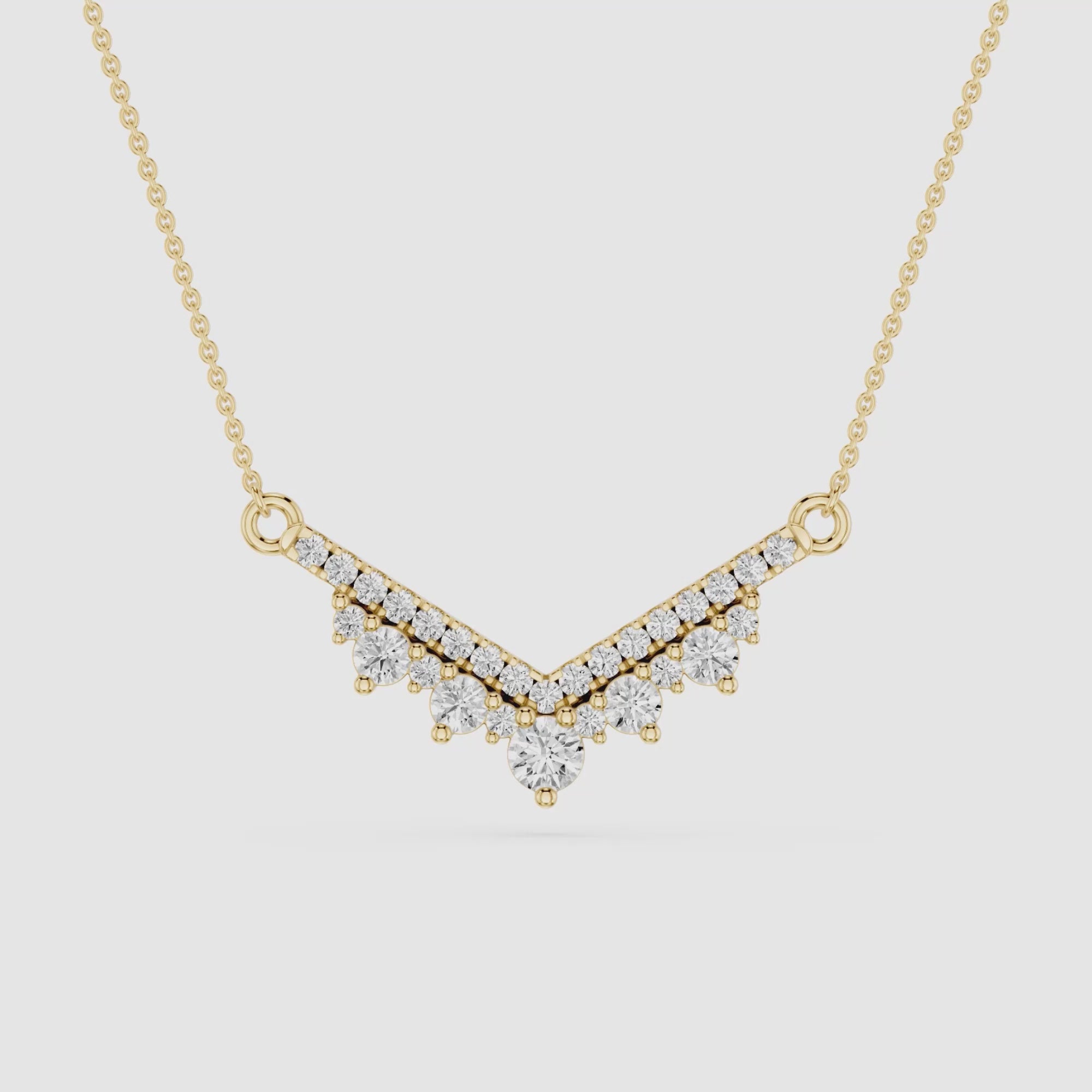 Lab Grown Diamond Round V Shape Necklace