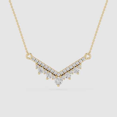 Round Cut Chevron Lab Grown Diamond Station Necklace