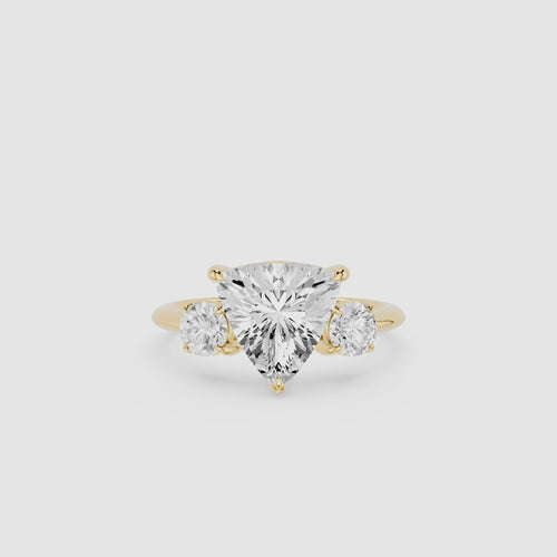2 Carat Trillion Cut Lab Diamond Three Stone Engagement Ring