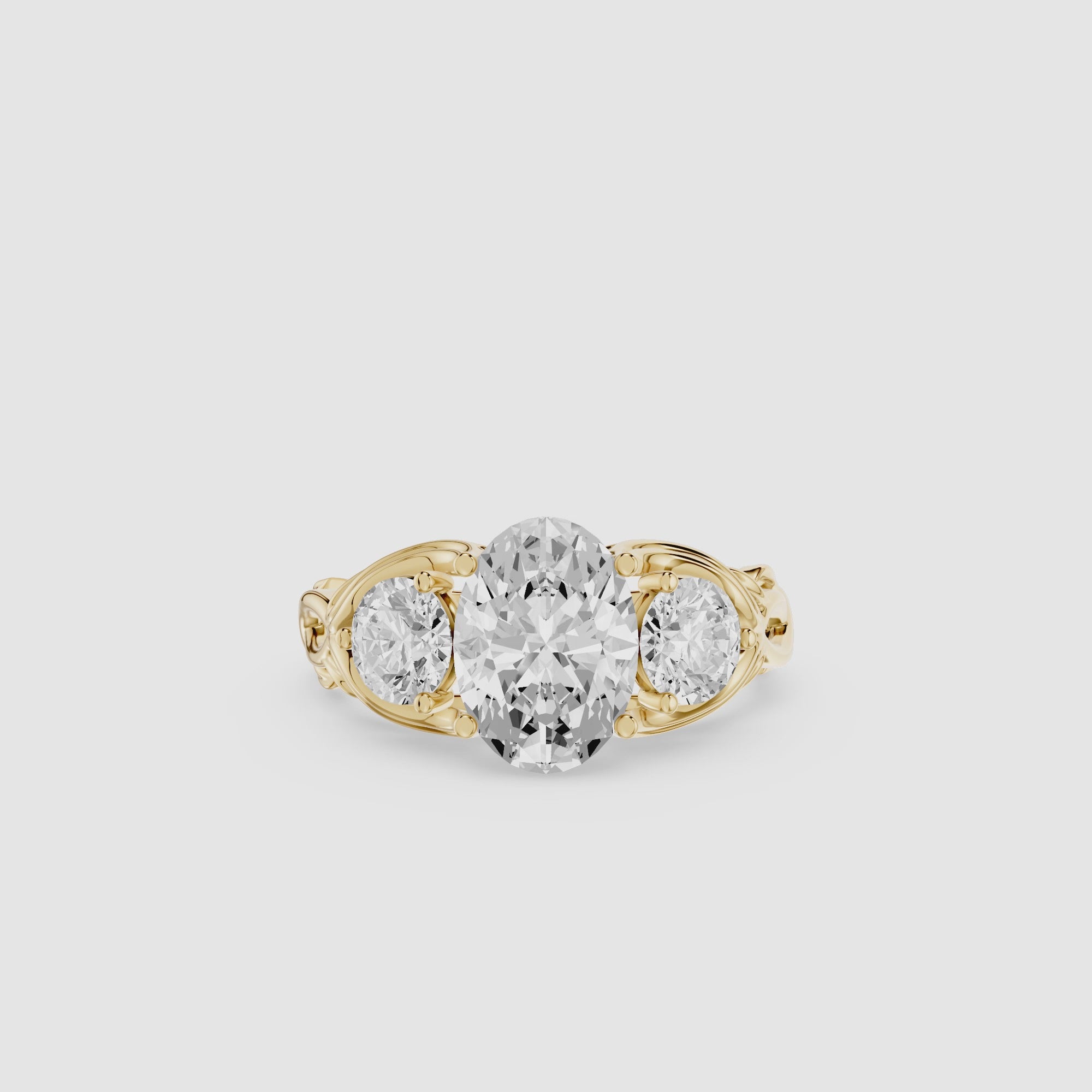 Oval Three Stone Lab Grown Diamond Engagement Ring