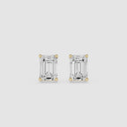 Emerald Cut Lab Diamond Four Prong Stud Earrings