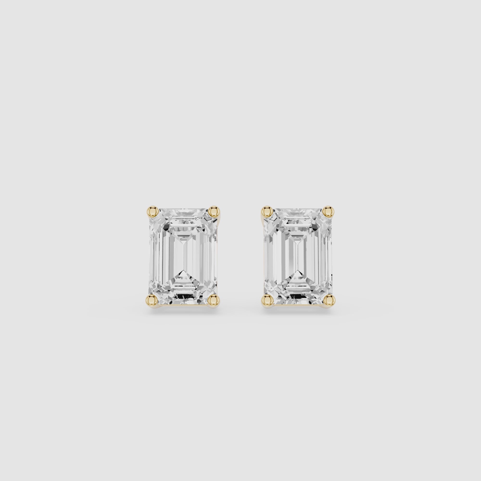 Emerald Cut Lab Diamond Four Prong Stud Earrings