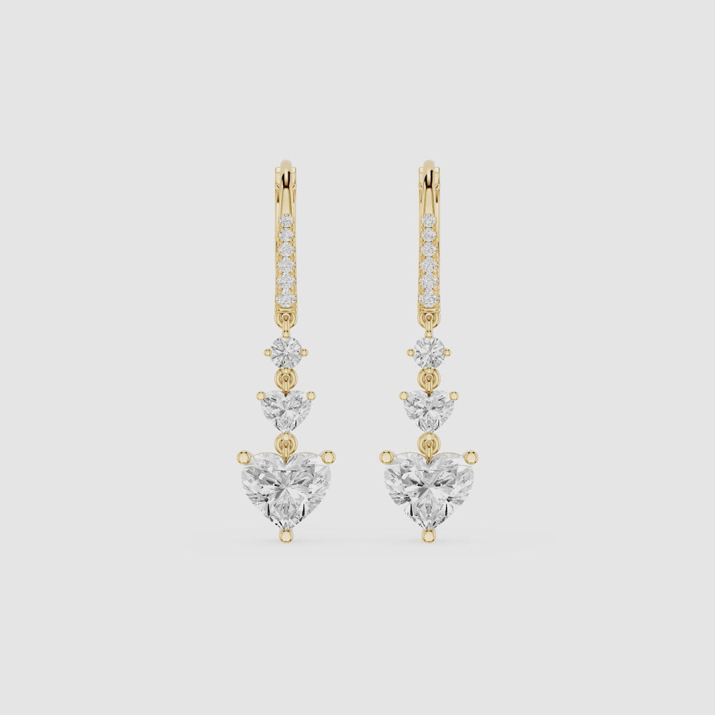 Heart Cut Lab Grown Diamond Cascade Drop Earrings