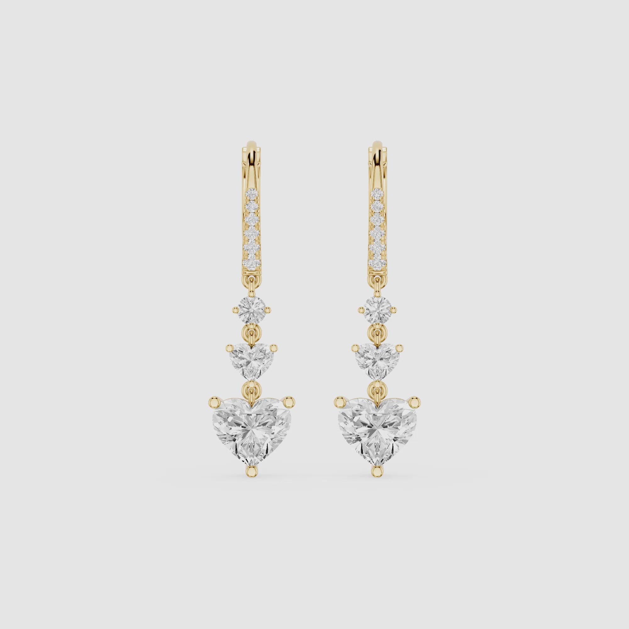 Heart Cut Lab Grown Diamond Cascade Drop Earrings