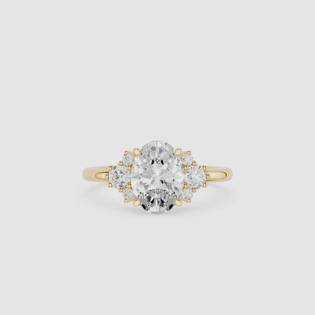 Oval Cluster Lab Grown Diamond Engagement Ring