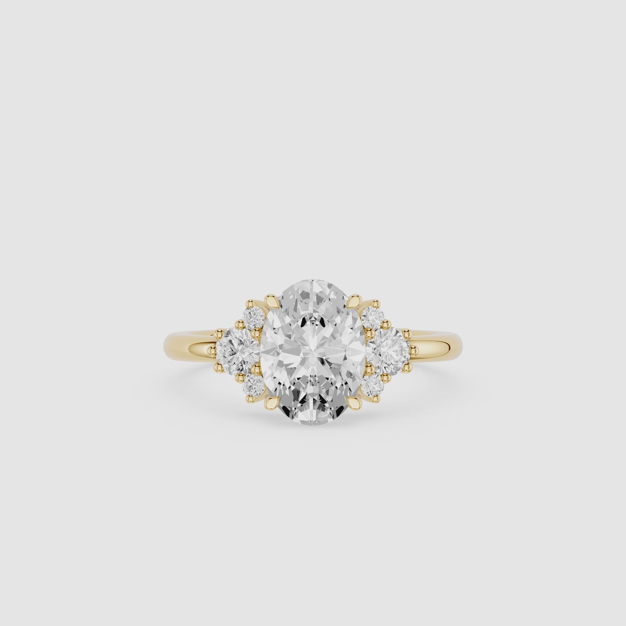 Oval Cluster Lab Grown Diamond Engagement Ring