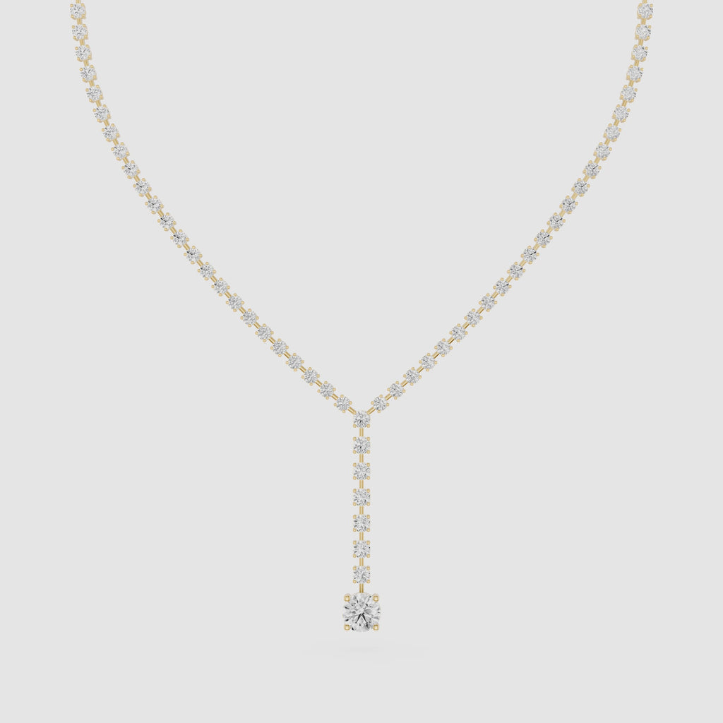 Round Cut Lab Grown Diamond Lariat Tennis Necklace