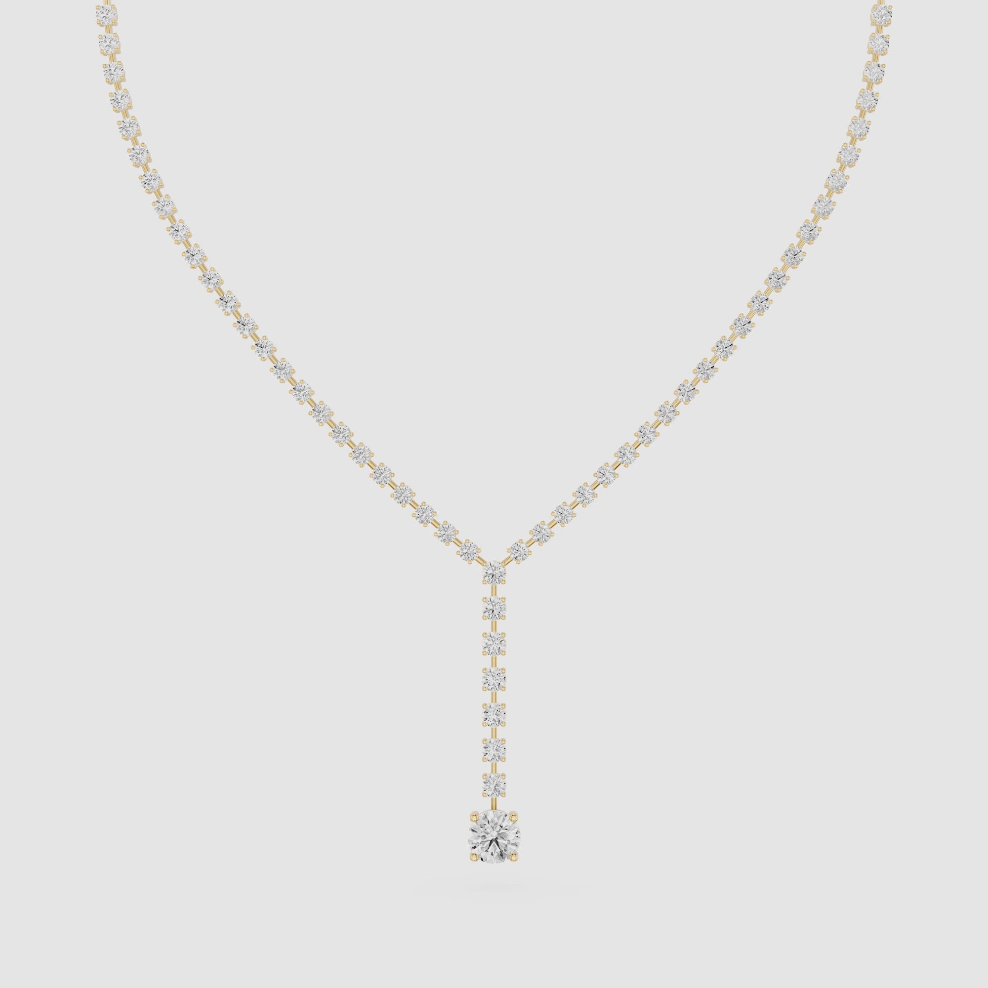 Round Cut Lab Grown Diamond Lariat Tennis Necklace