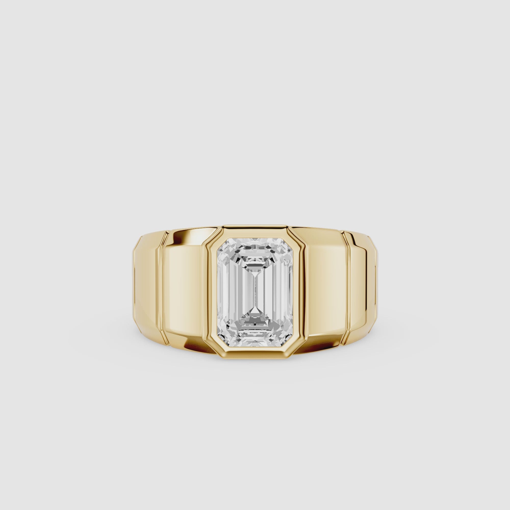 Emerald Cut Lab Diamond Signet Ring