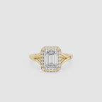 Emerald Cut Lab Grown Diamond Halo Engagement Ring