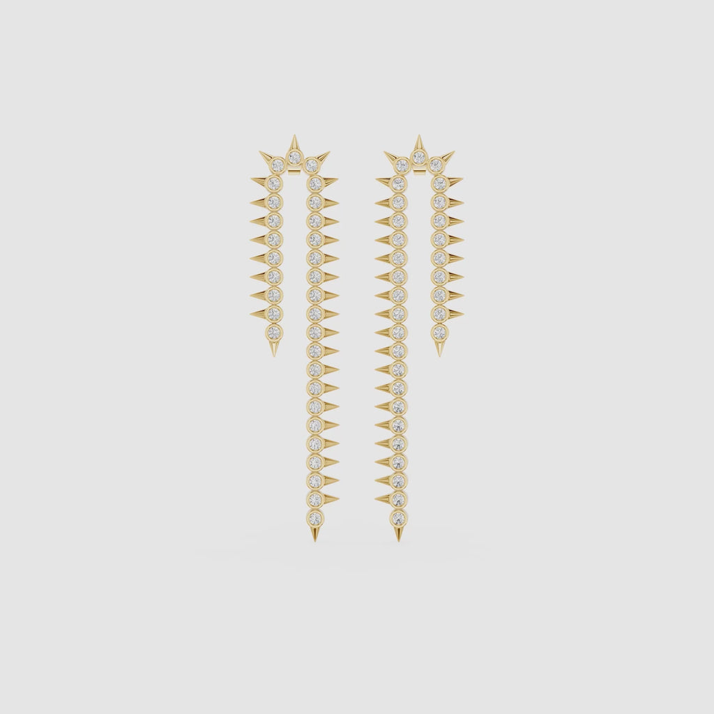 Spiked Bezel Lab Grown Diamond Chandelier Earrings