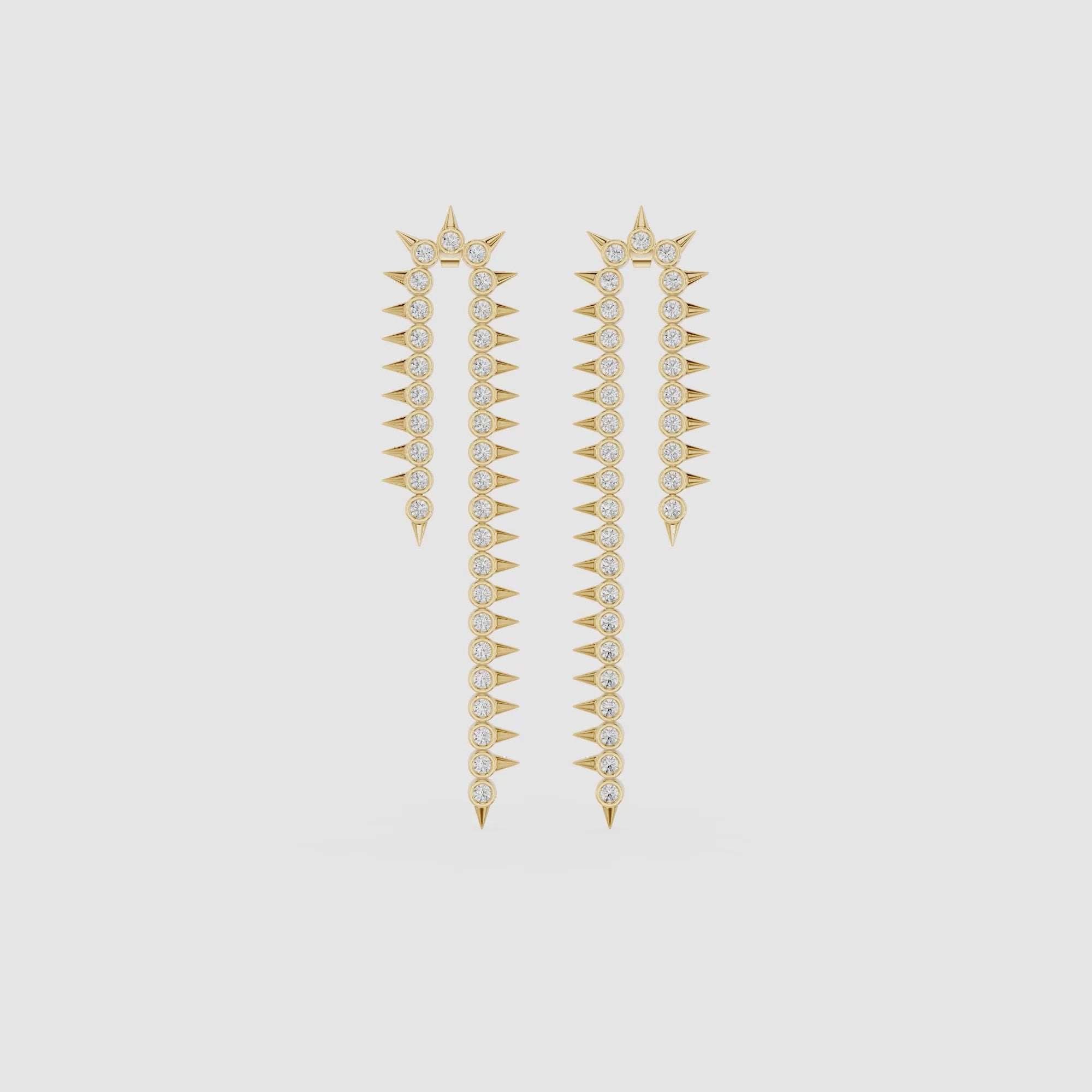 Spiked Bezel Lab Grown Diamond Chandelier Earrings