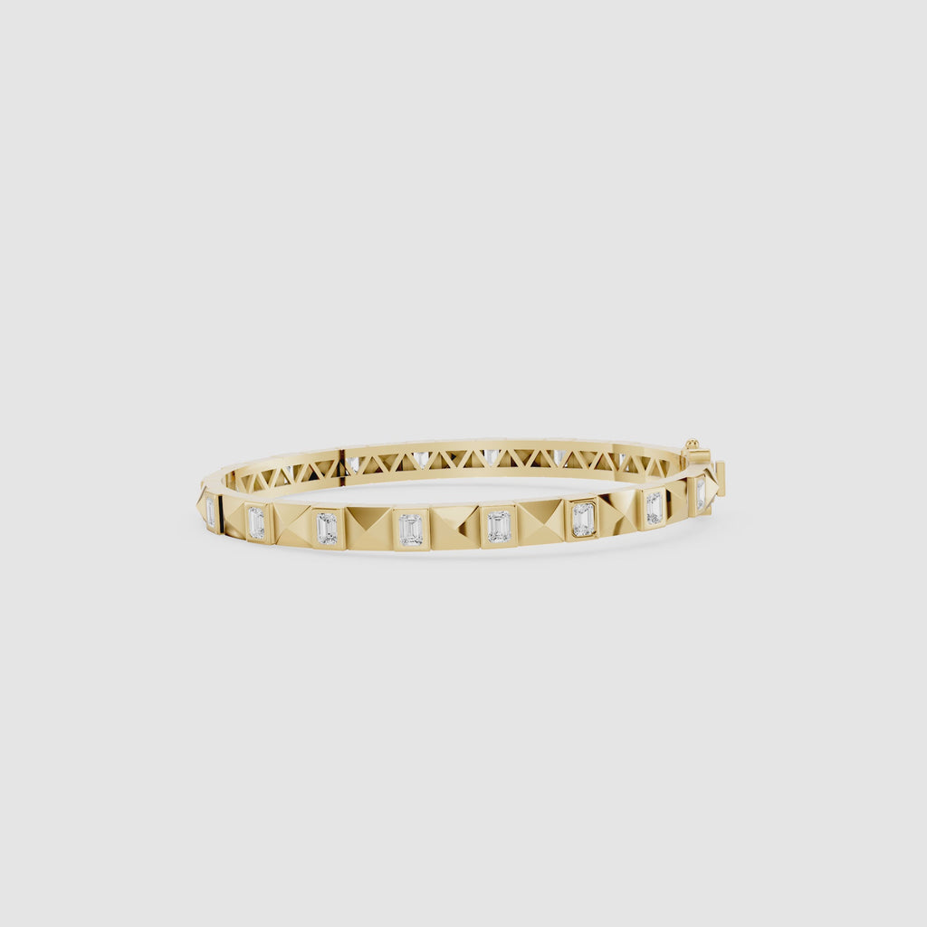 Lab Grown Emerald Cut Diamond Station Bangle Bracelet