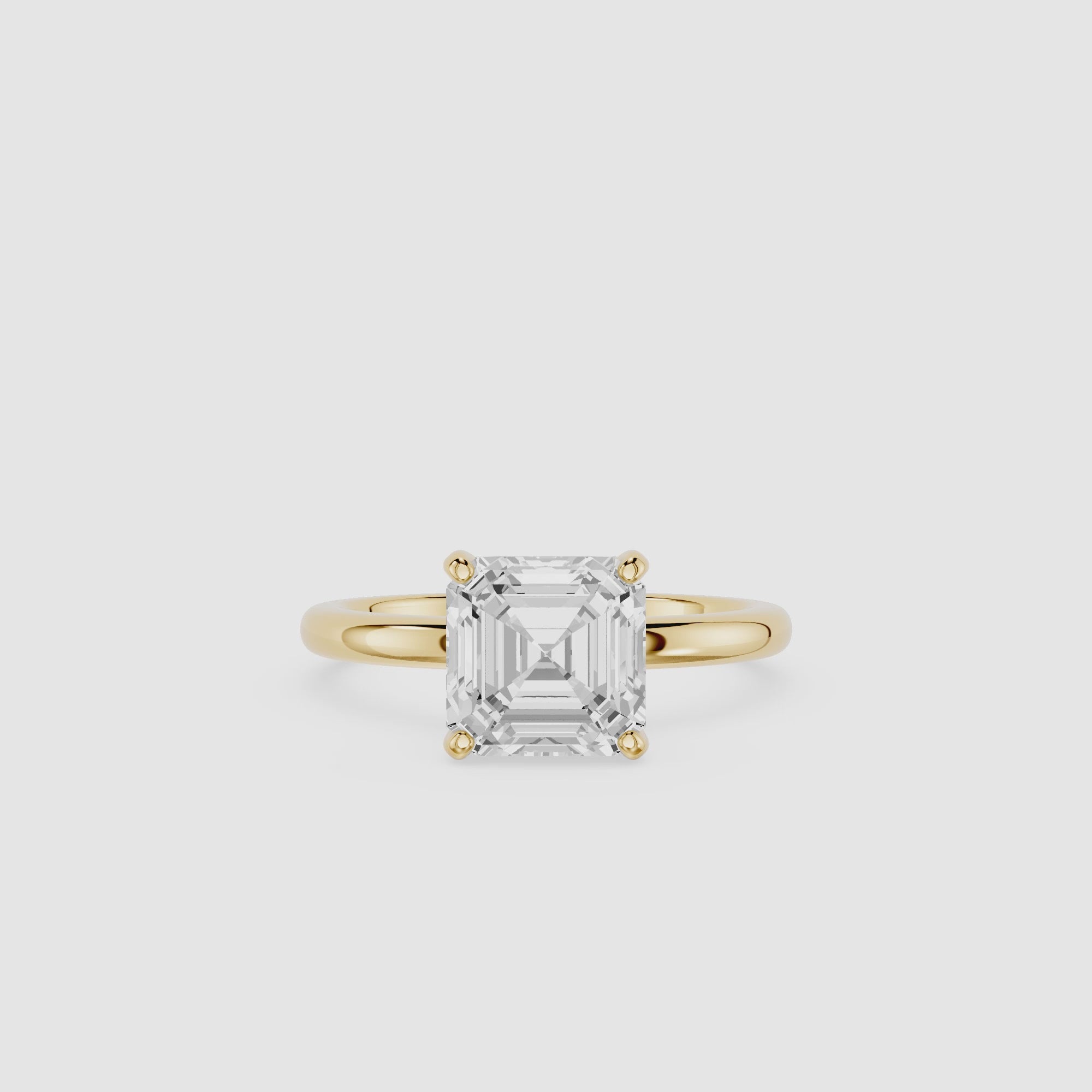 Emerald Cut Lab Grown Diamond Cathedral Engagement Ring
