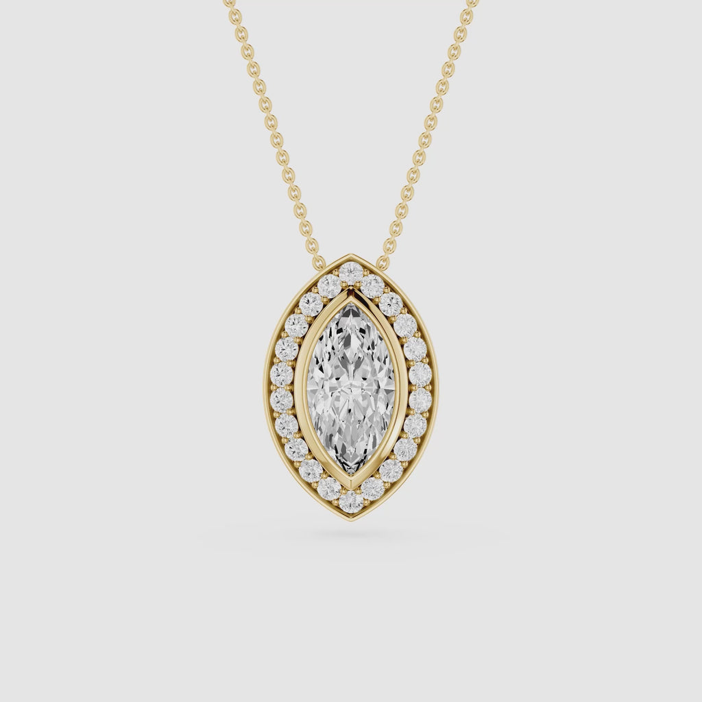 Marquise Lab Grown Diamond Halo Pendant