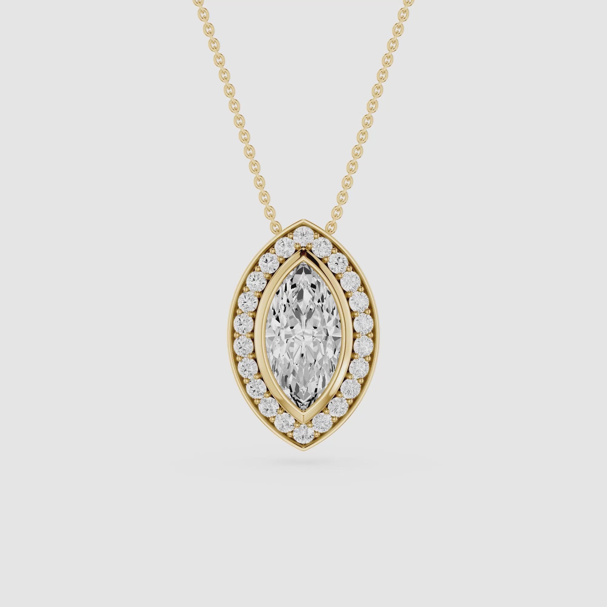 Marquise Lab Grown Diamond Halo Pendant