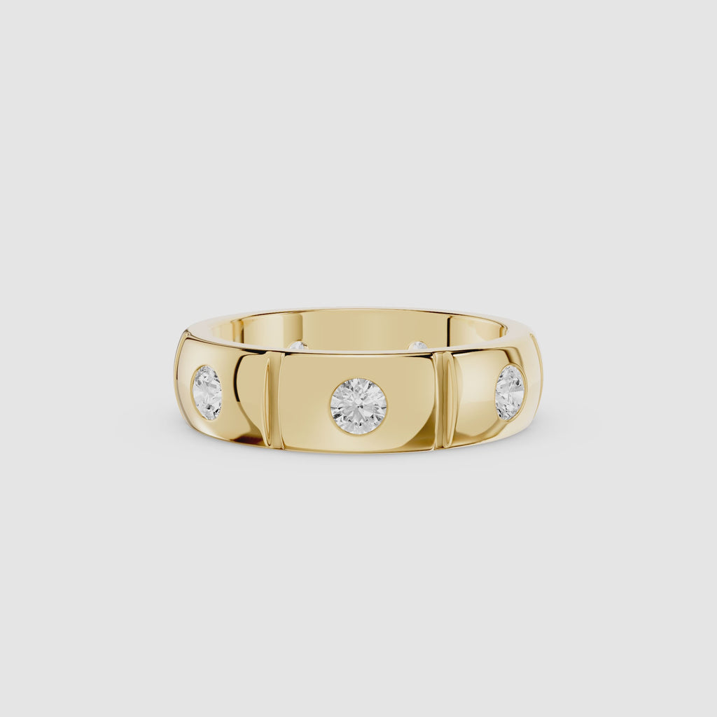 Round Diamond Flush Set Men's Ring