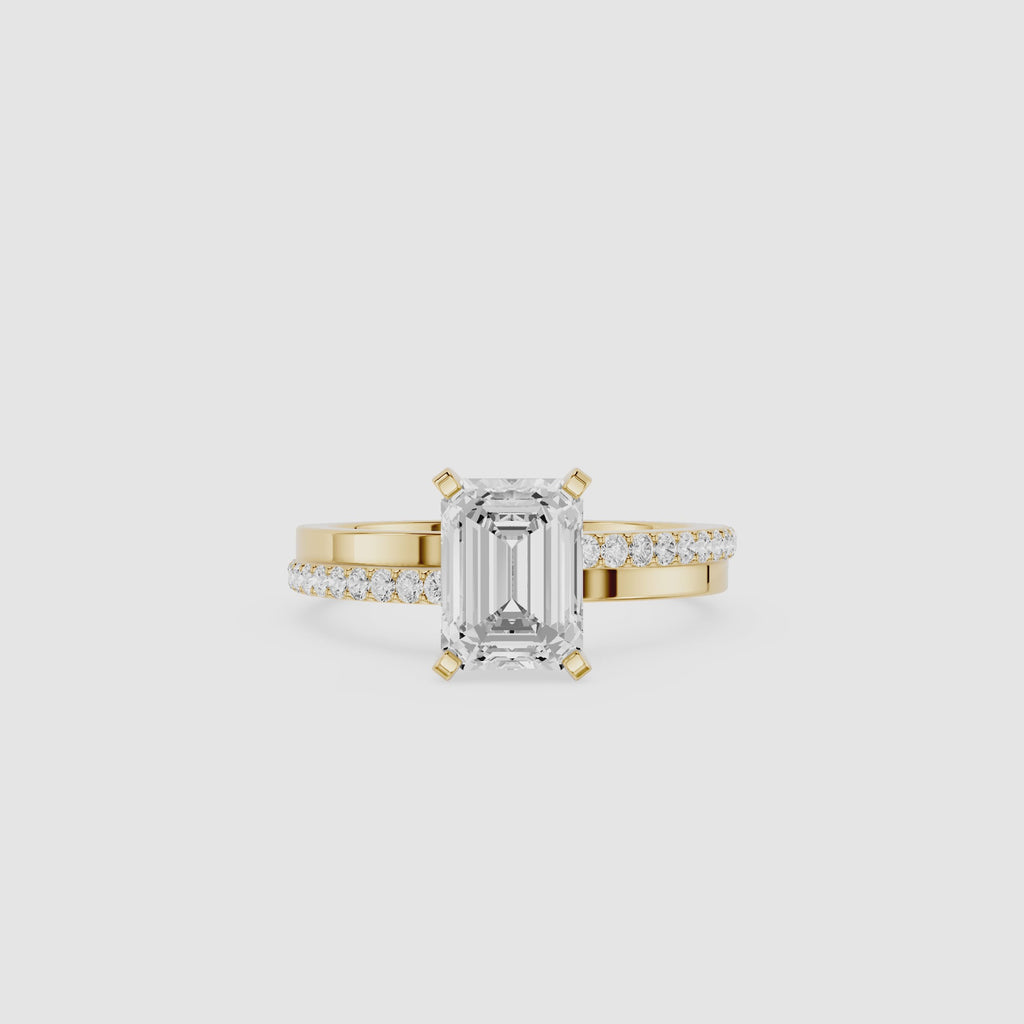 Emerald Cut Lab Grown Diamond Twist Engagement Ring