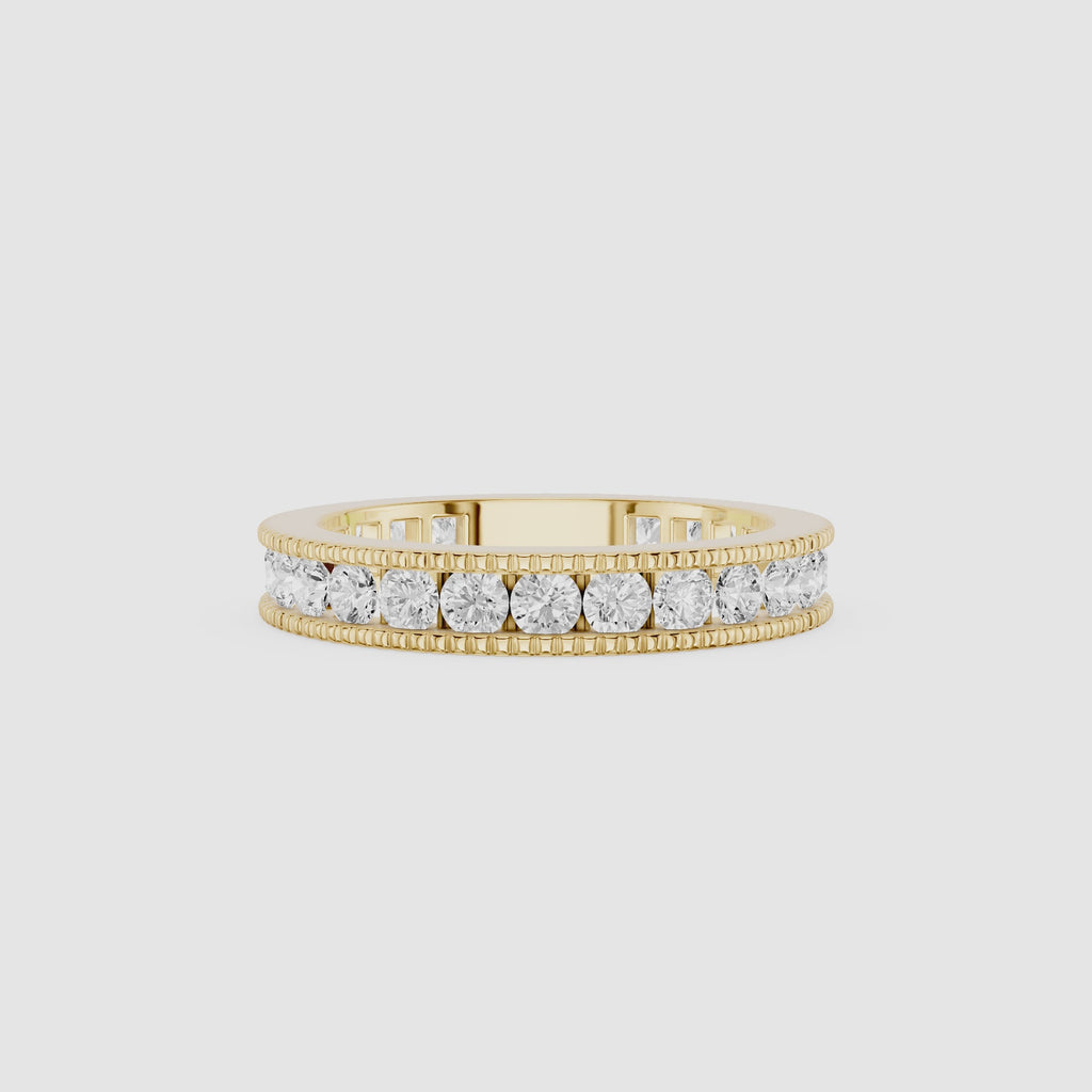 Round Diamond Channel Set Wedding Band