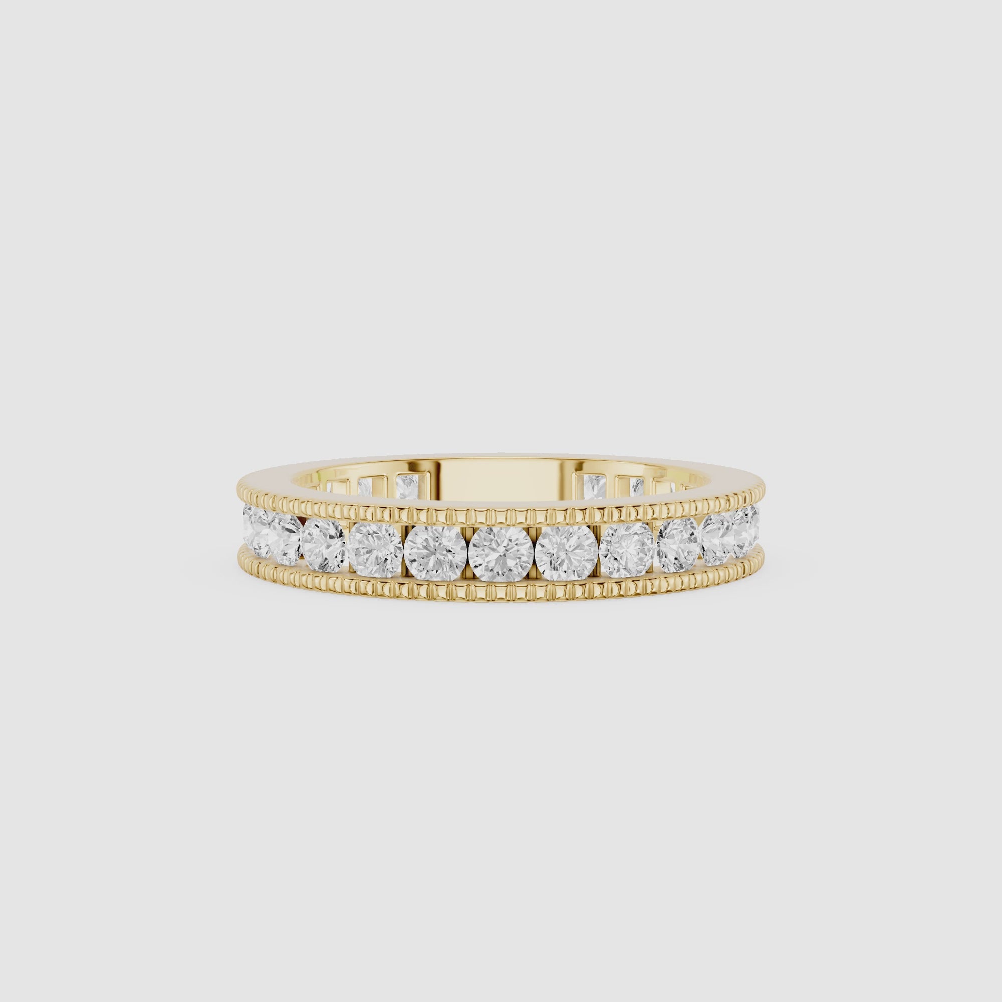 Round Diamond Channel Set Wedding Band
