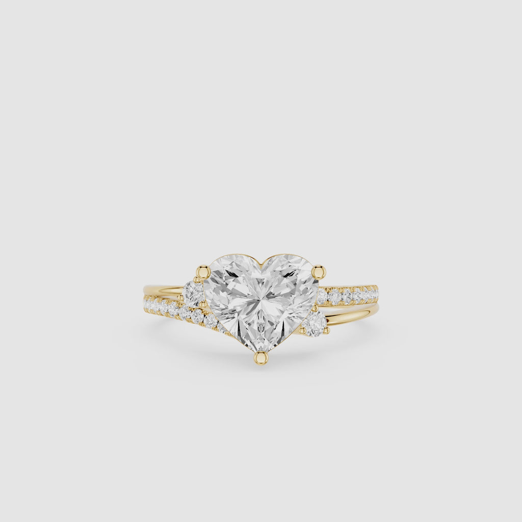 Heart Cut Lab Grown Diamond Bypass Engagement Ring