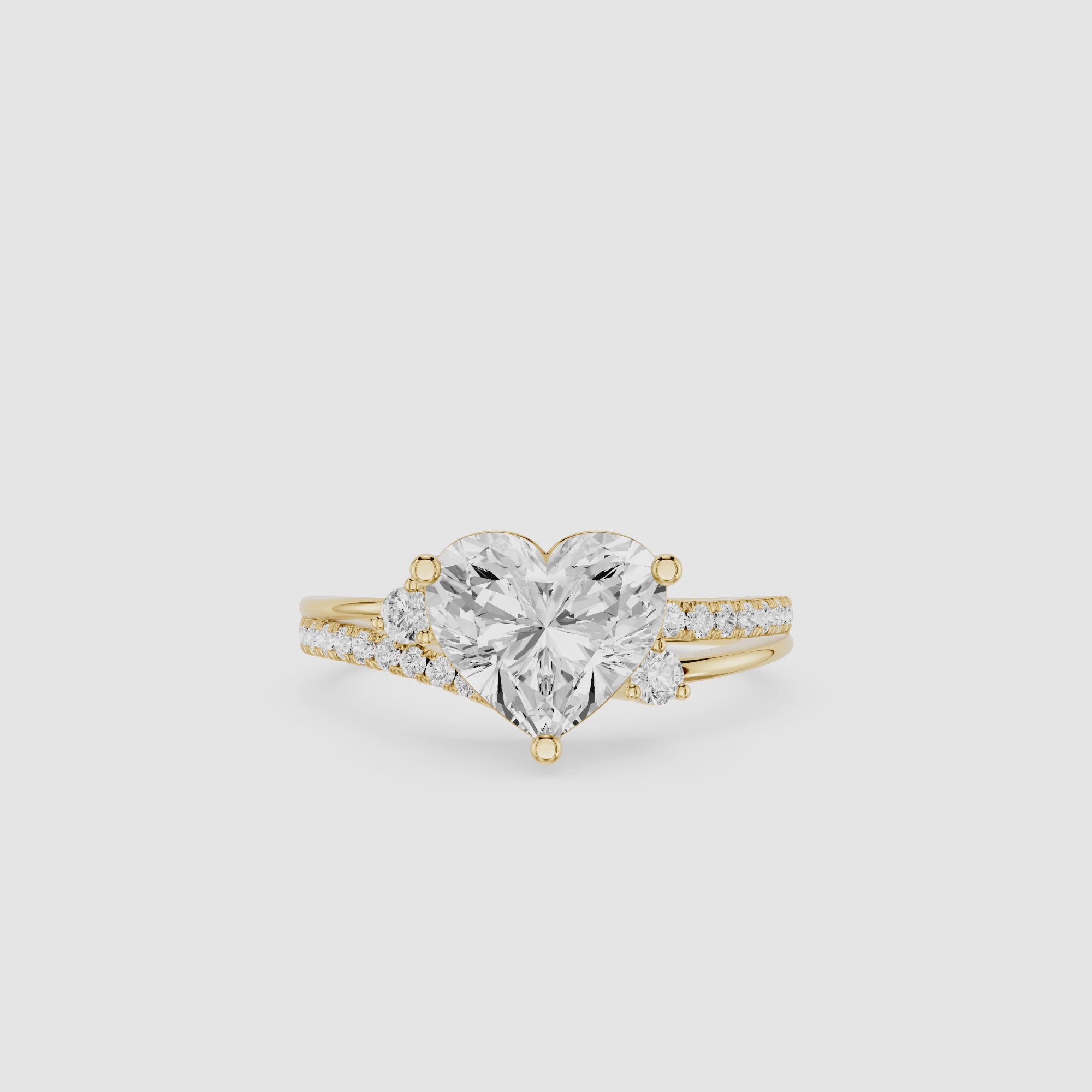 Heart Cut Lab Grown Diamond Bypass Engagement Ring
