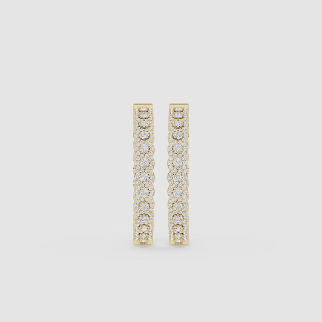 Pavé Lab Grown Diamond Hoop Earrings with Round Diamonds