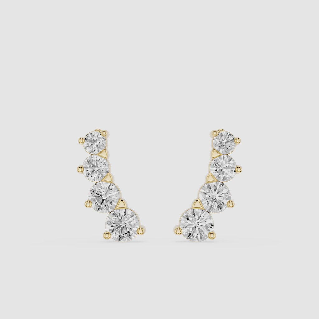 Graduated Diamond Ear Cuff Earrings with Lab Grown Diamonds