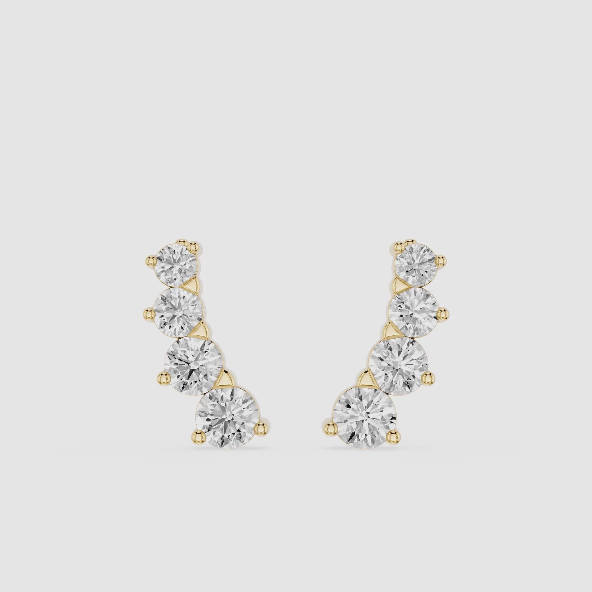 Graduated Diamond Ear Cuff Earrings with Lab Grown Diamonds