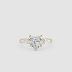 Heart Diamond Ring with Tapered Side Stones