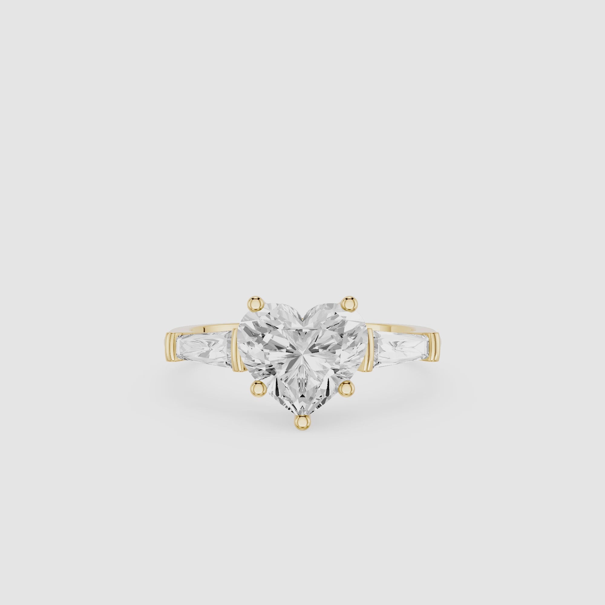 Heart Diamond Ring with Tapered Side Stones