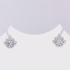 18K Gold Round Lab Diamond Cluster Stud Earrings
