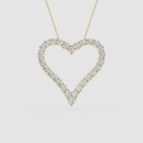 2 Ct Round Cut Lab Grown Diamond Heart Outline Halo Pendant