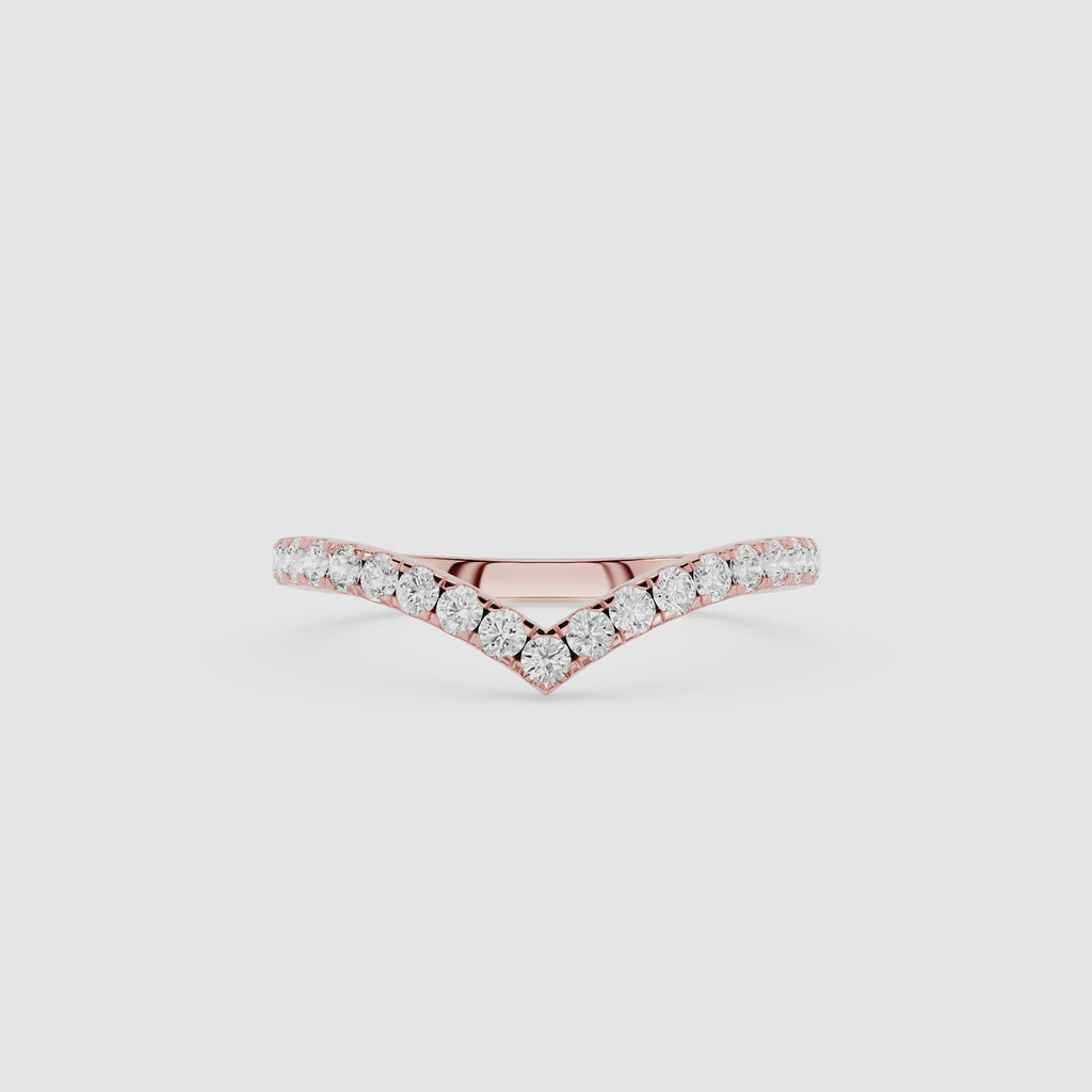 V Shaped Chevron Stackable Diamond Wedding Band