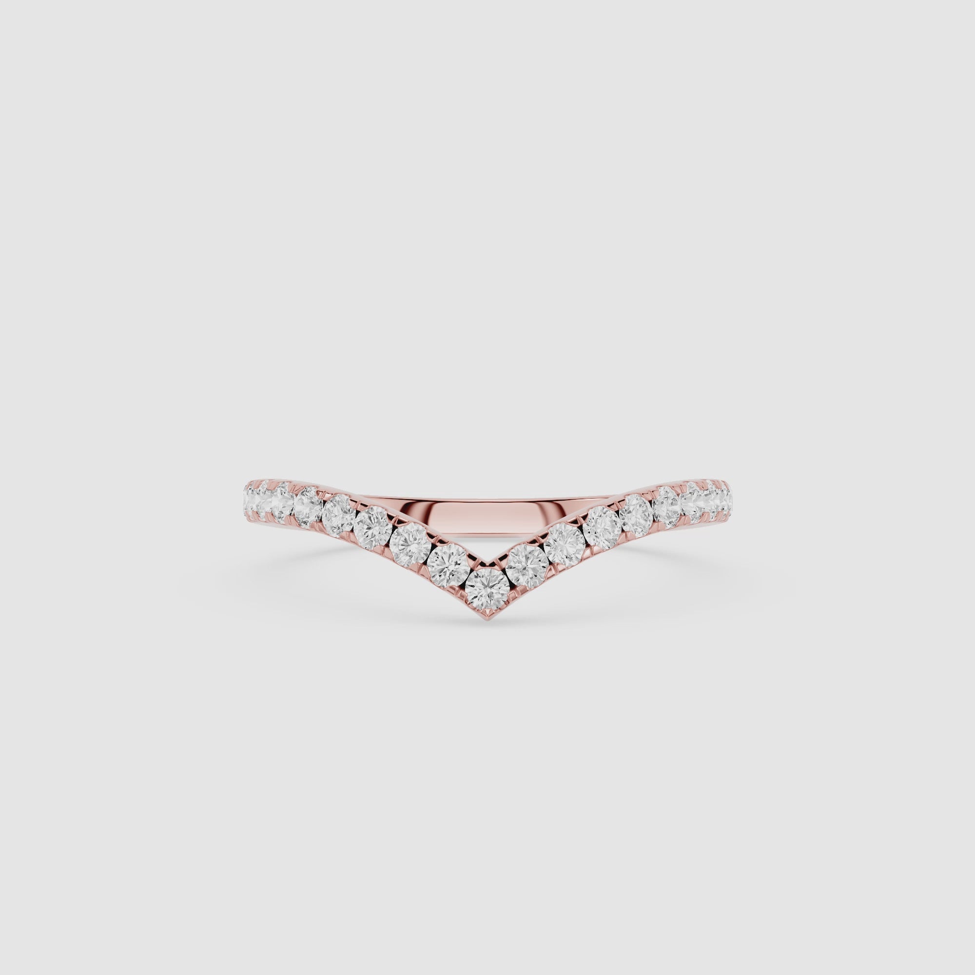 V Shaped Chevron Stackable Diamond Wedding Band