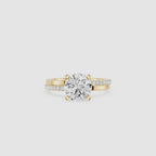 Round Pavé Solitaire Lab Grown Diamond Engagement Ring